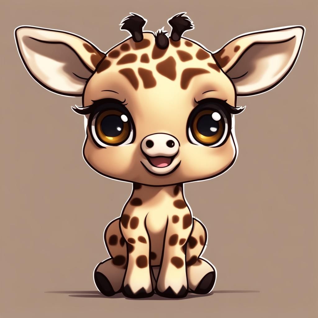 Adorable Chibi Baby Giraffe Digital Masterpiece