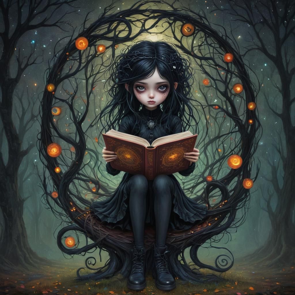 Gothic Punk Reader in Vibrant Astral Fairytale