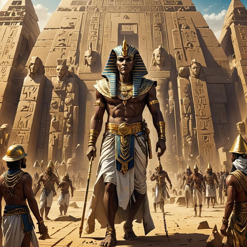 Egyptian Pharaoh and Overseer: Fantasy Concept Art