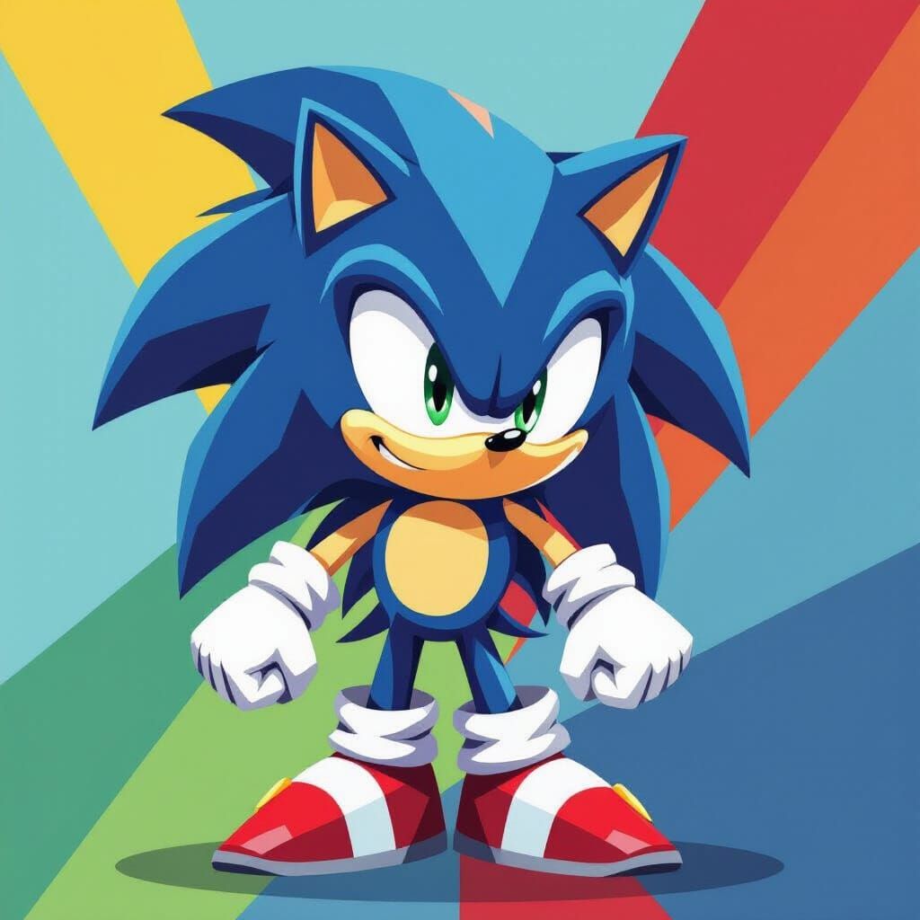 Geometric Sonic the Hedgehog WPAP Portrait