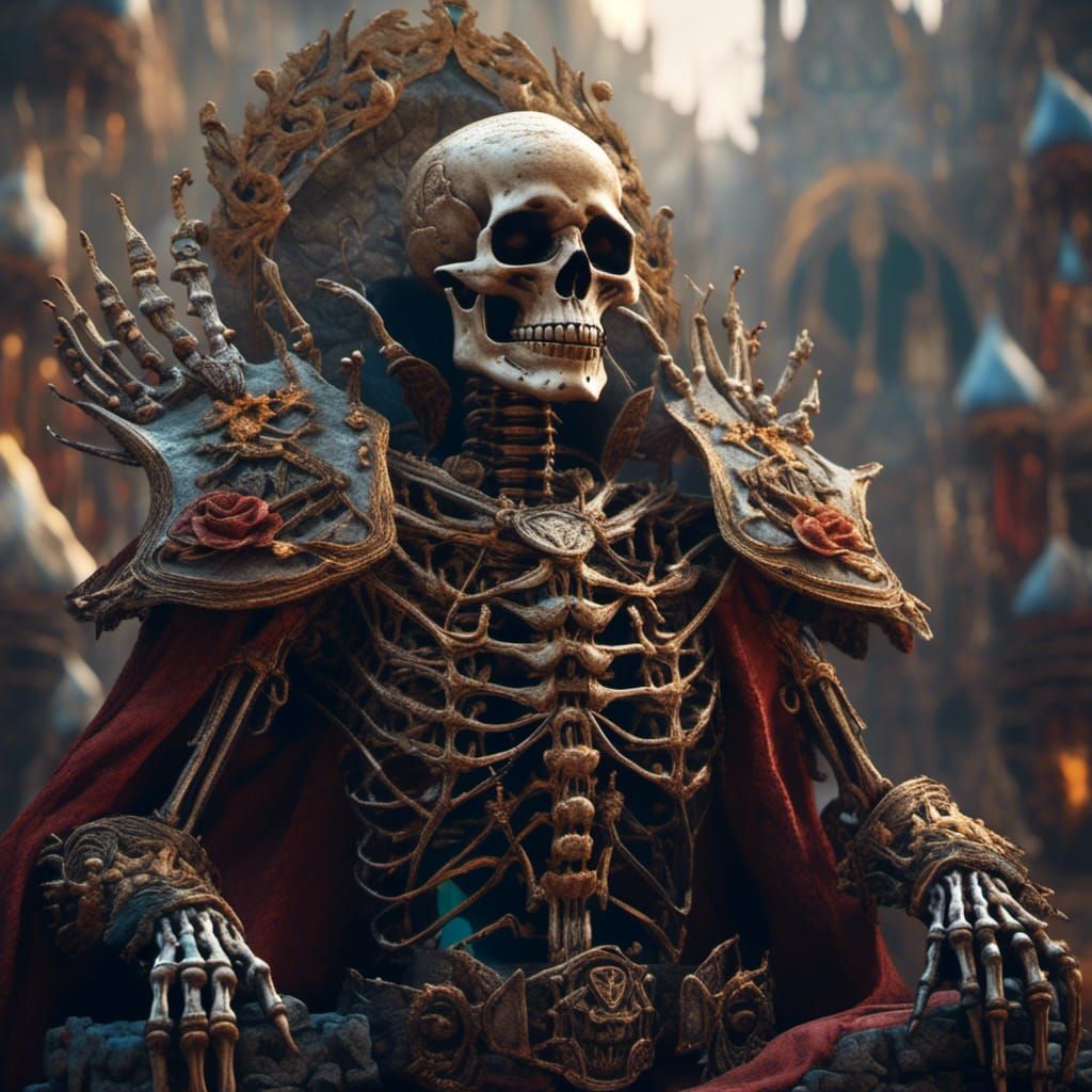 Detailed Skeleton Military Commander in Matte Painting Style