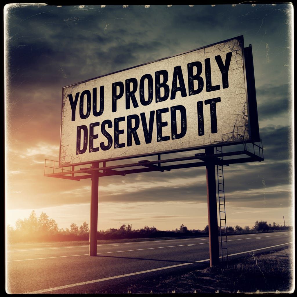 Distressed Billboard Under Twilight Sky