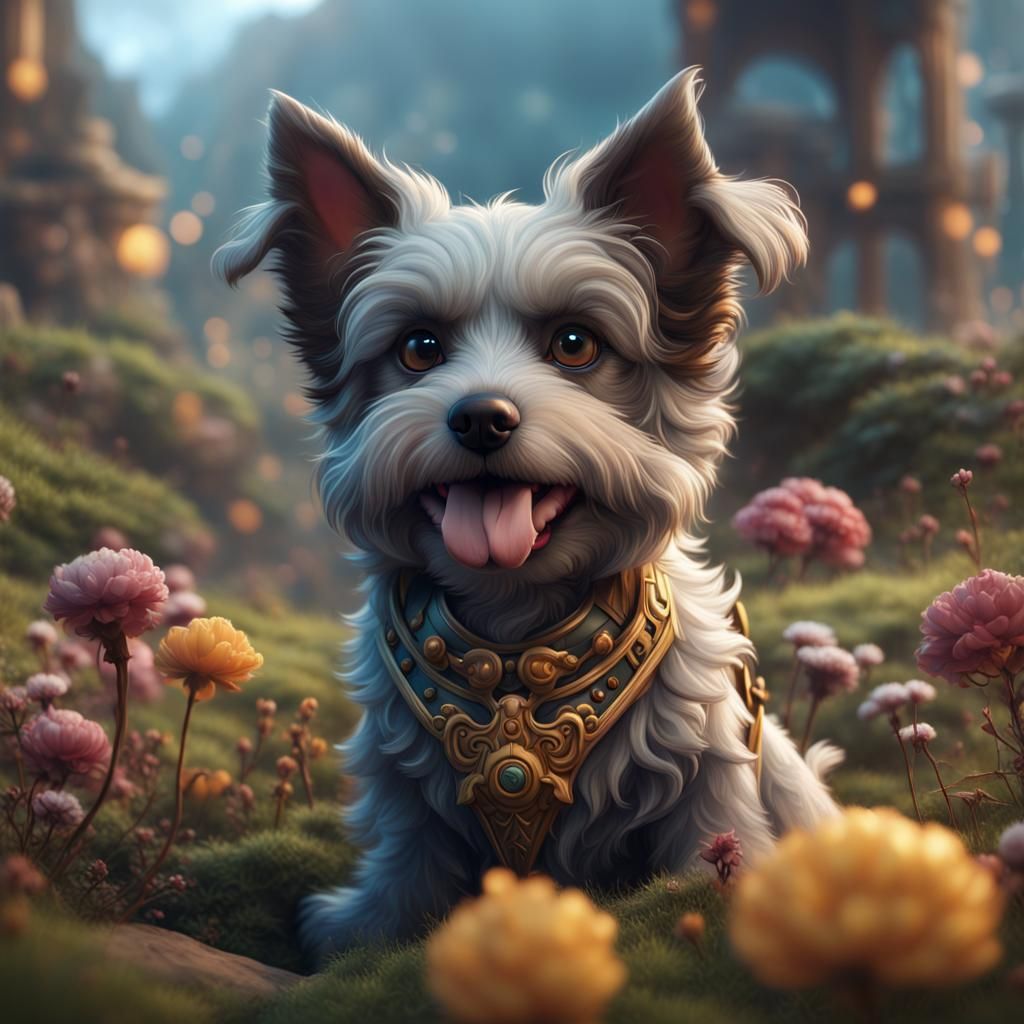 Cute Dog in Detailed Matte Painting Style