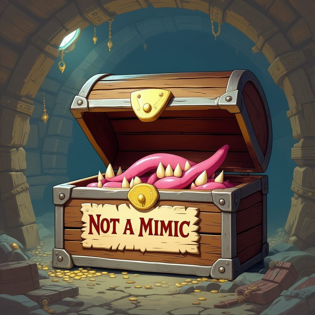 Mimic Chest in Treasure Room Ready to Bite