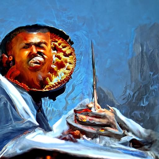Kanye West Enjoys Pie: Oil Painting