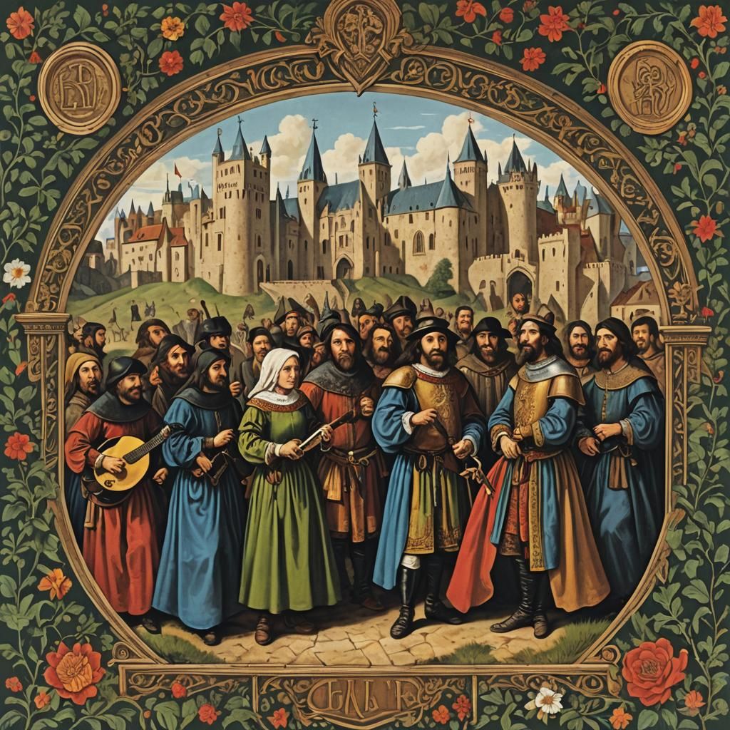 Medieval Music Album Cover Art in Bermejo Style