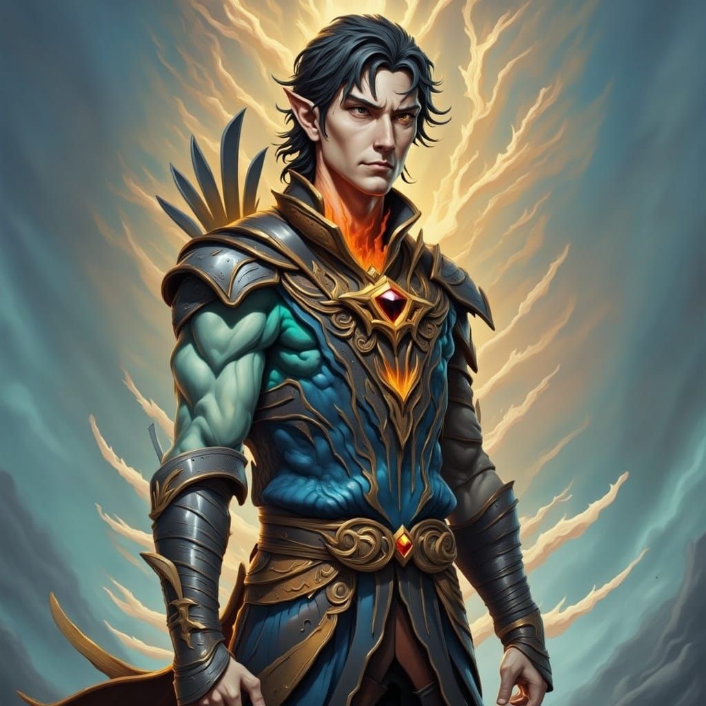 Dragon's Essence: Elven Prince in Vibrant, Surreal Glory