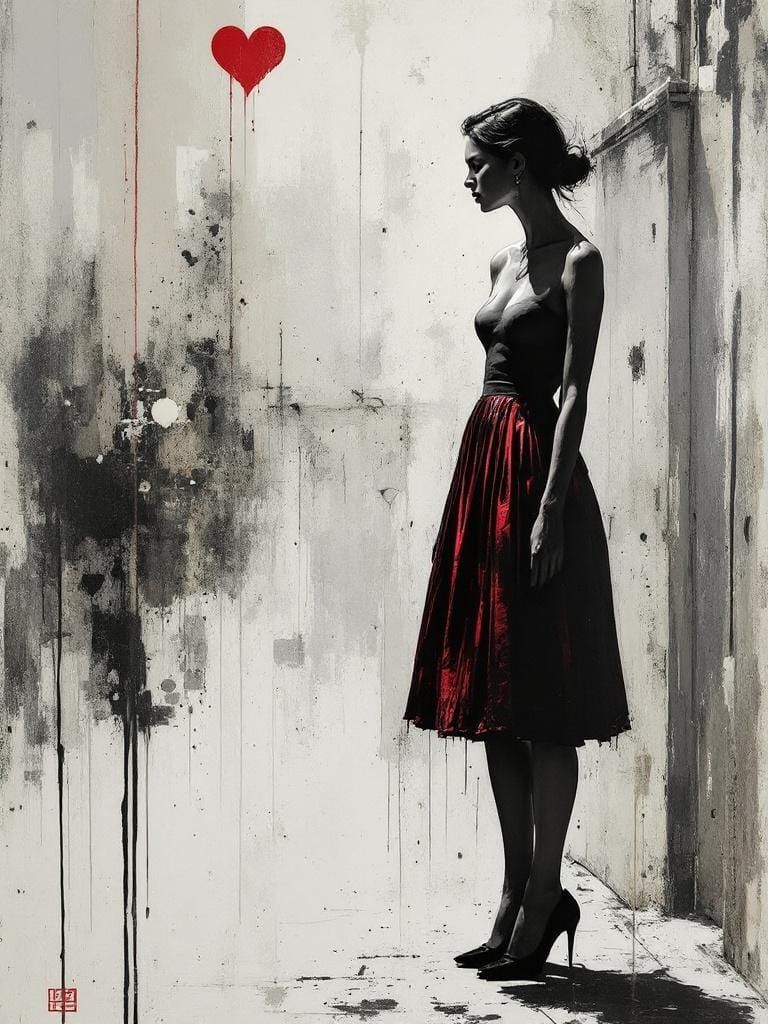 Banksy and Richter Style: Italian Woman in Urban Art