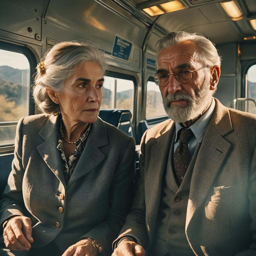Elderly Geologist and Wife on Italian Train