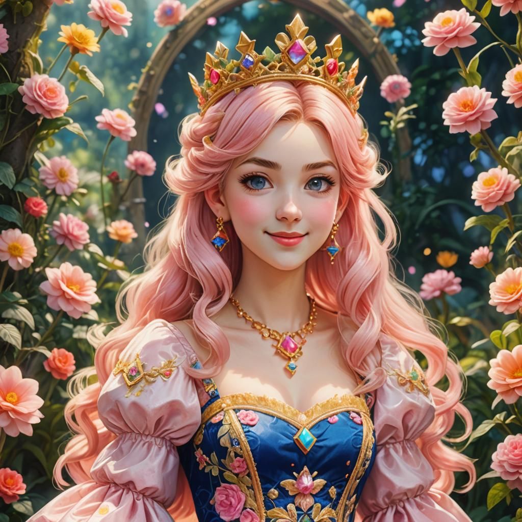 Anime Princess Peach Portrait in Mushroom Kingdom