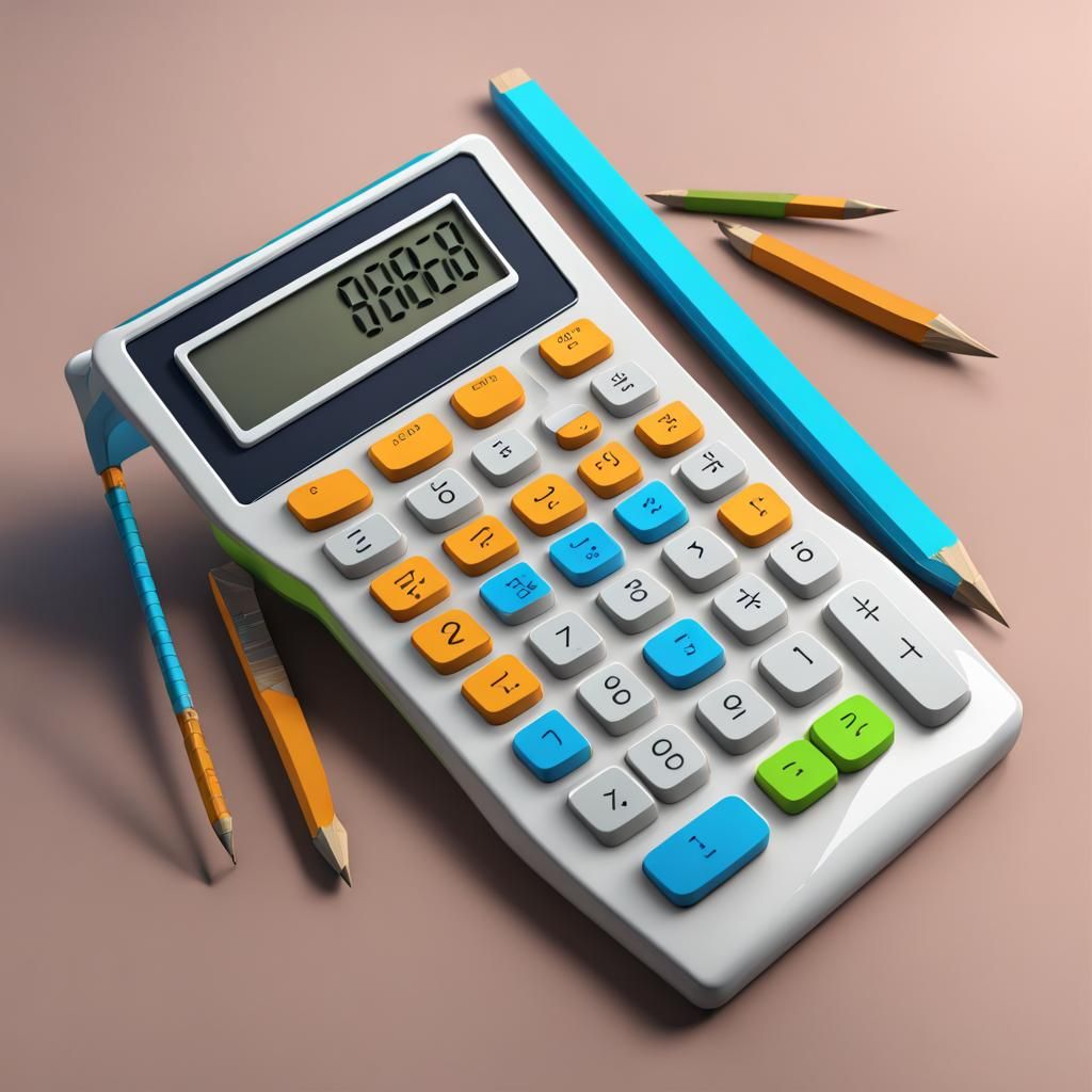 Whimsical Calculator with Ruler Legs: Fantasy Concept Art