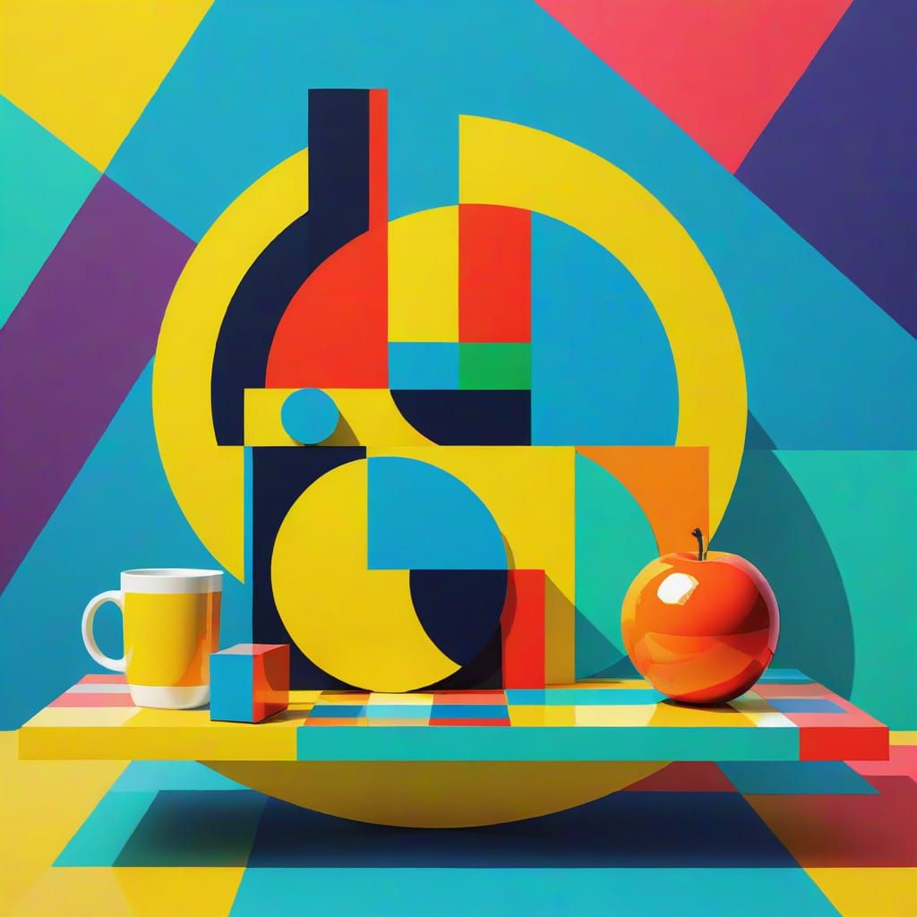 Vibrant Pop Art Still Life in Triadic Colors