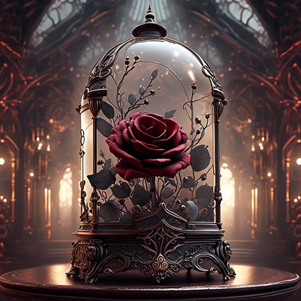 Gothic Steampunk Rose in Ornate Cloche
