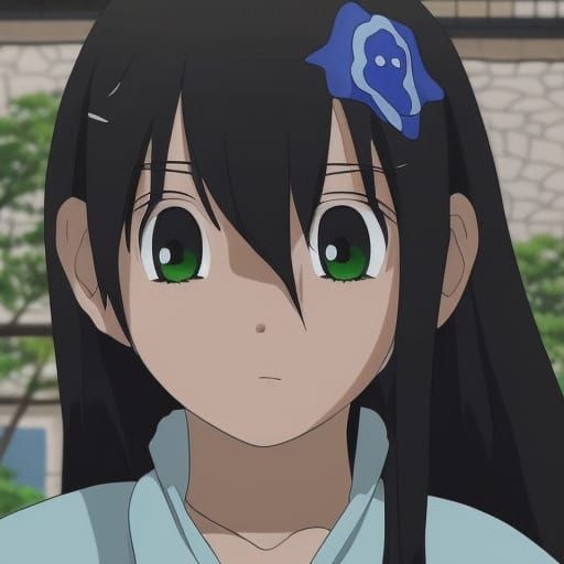 Anime Girl with Stunning Eyes in Ghibli Style