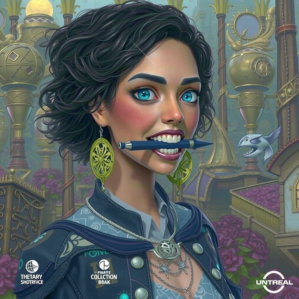 Figure Holding Sonic Screwdriver Between Teeth in Fantasy En...