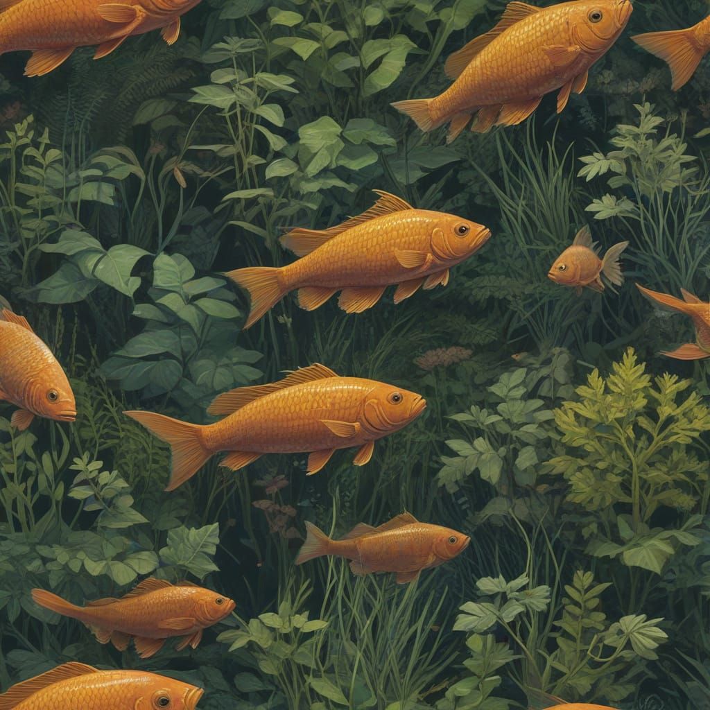 Golden Fish in a Vibrant Coral Reef Scene