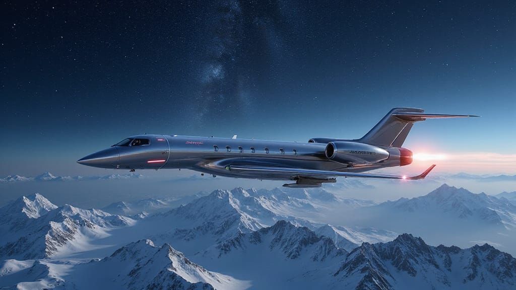Futuristic Jet Soaring Over Himalayas in Vivid Style
