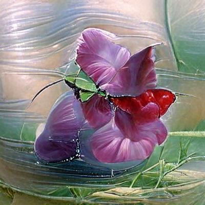 Sweetpea Butterfly in Oil Painting Style