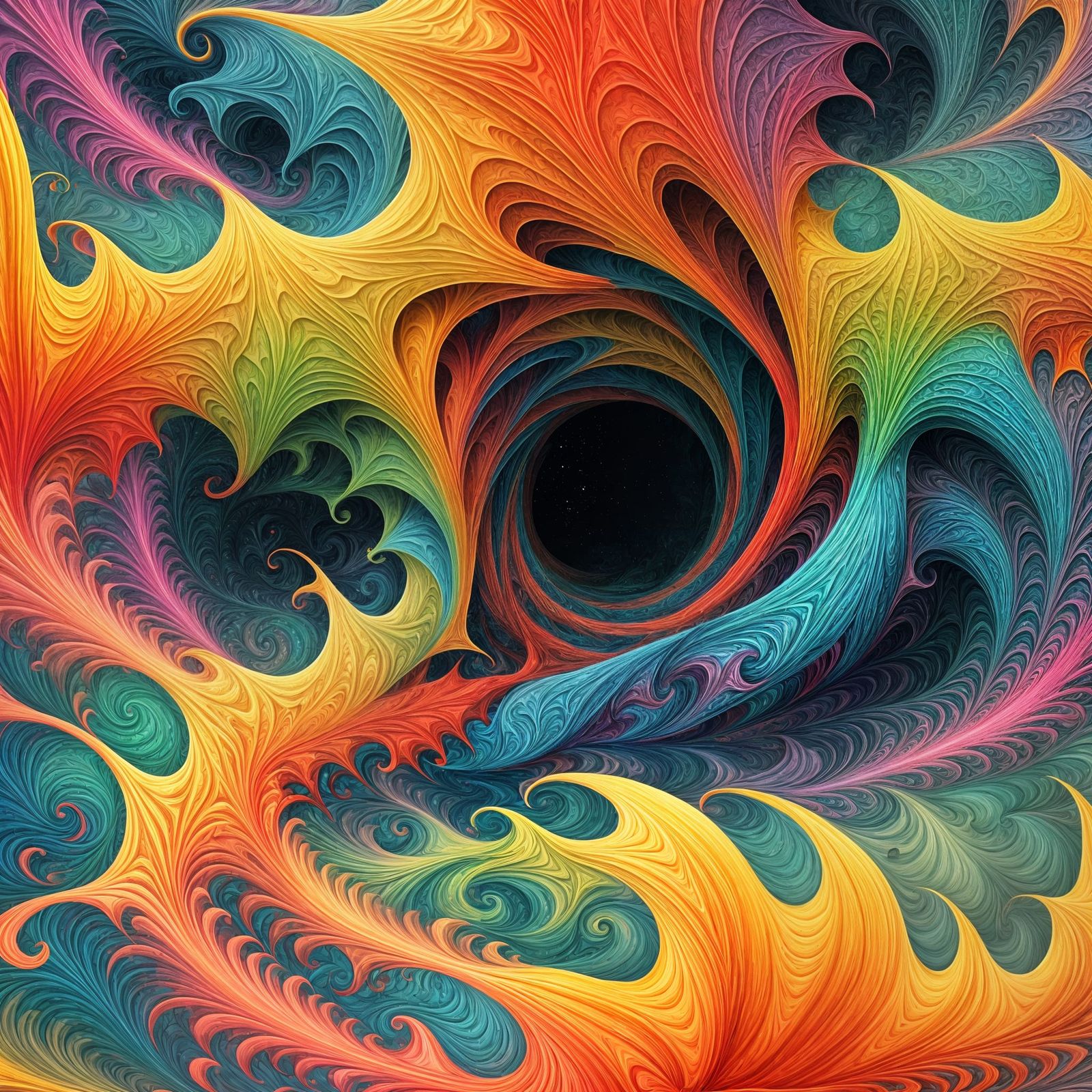 Surreal Fractal Waterspout with Godrays in Pop Art