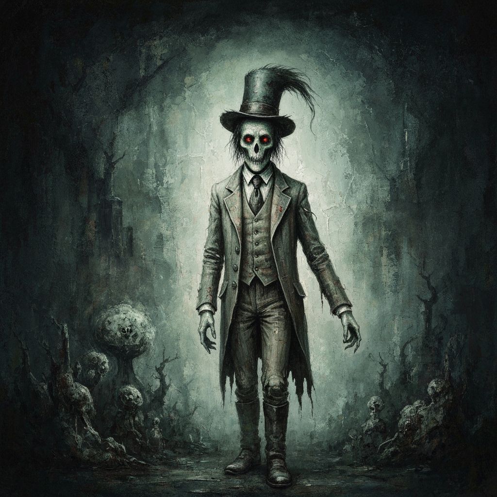 Haunting Victorian Figure in Gouache Watercolor Style