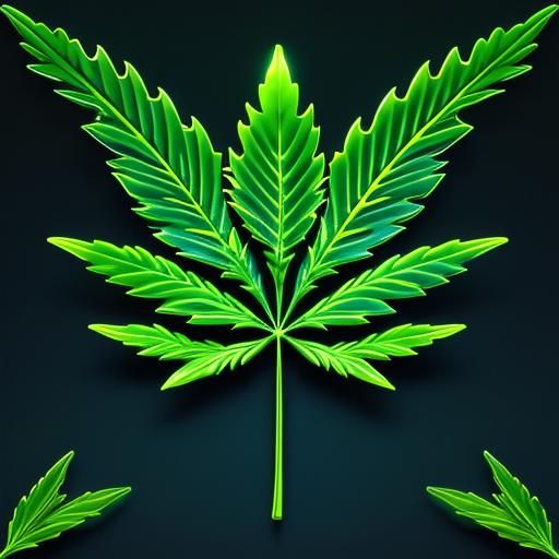 Illuminated Cannabis Leaf in Neon Digital Art