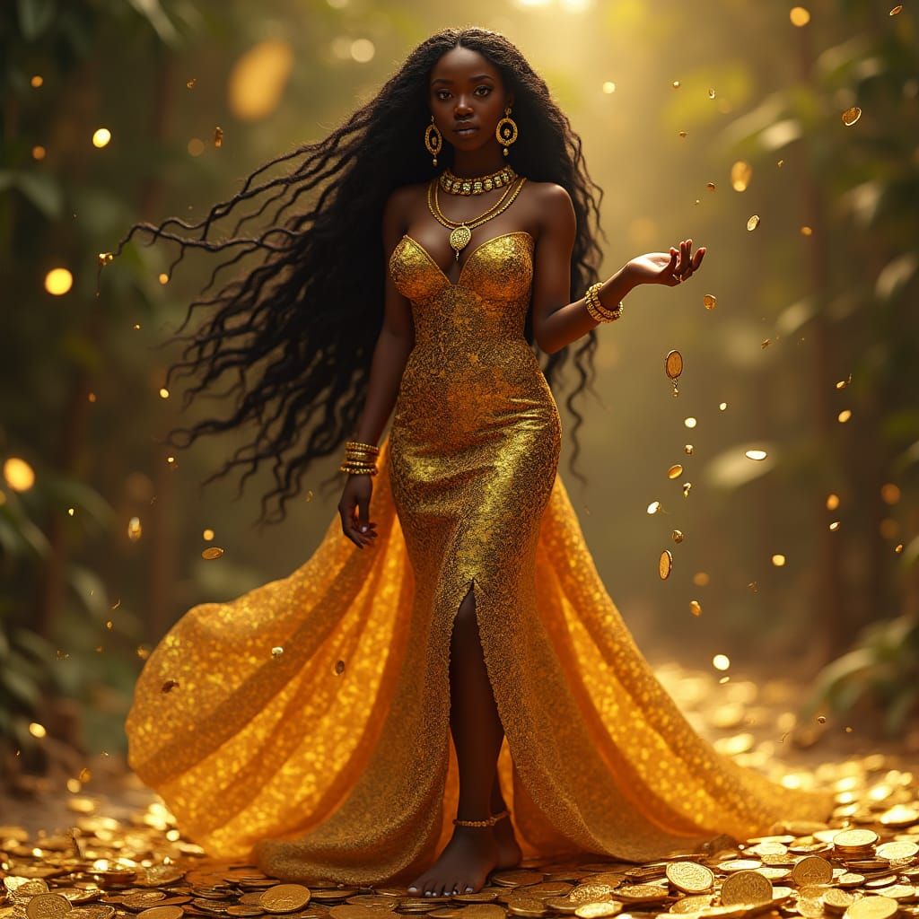 Oshun, Yoruba Goddess of Love and Beauty in Gold