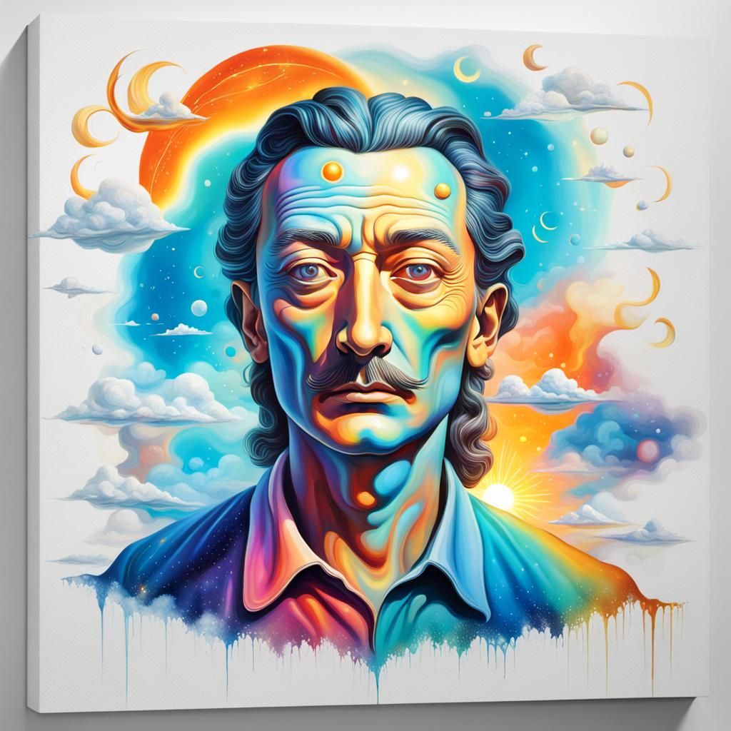 Surreal Cosmic Dreamscape in Mixed Media