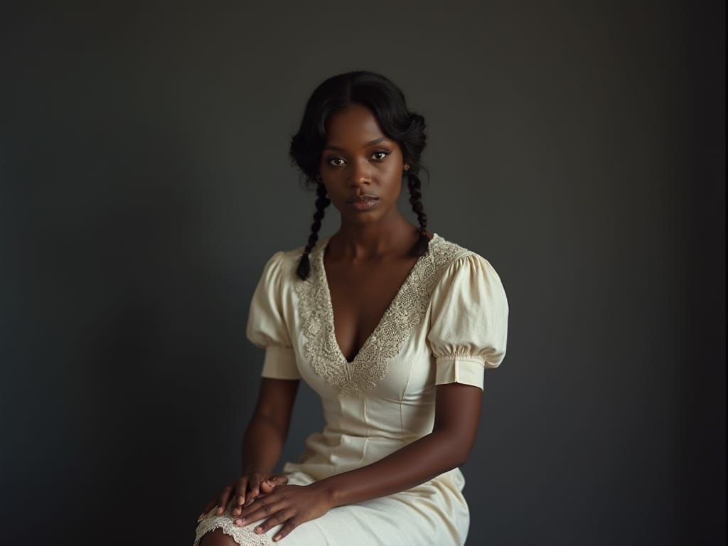 Elegant Vintage Portrait of a Woman in Gray