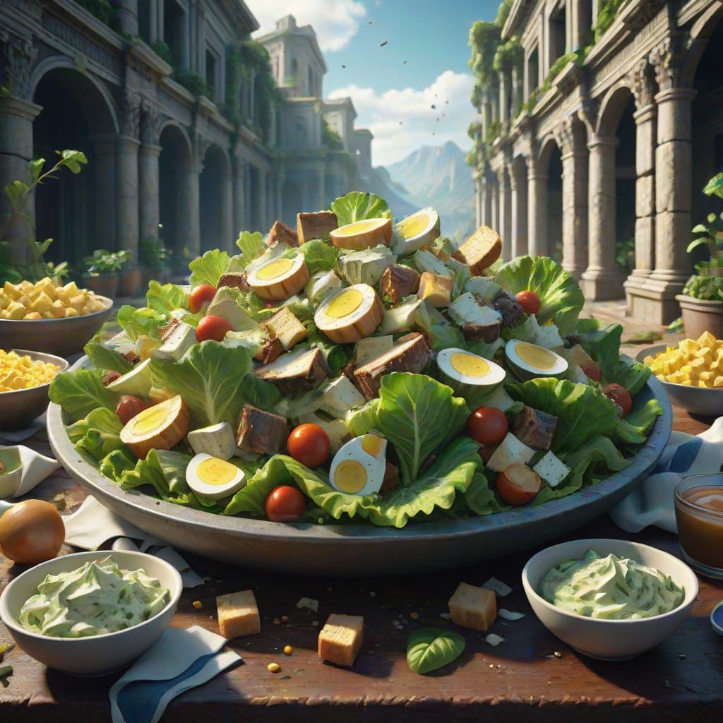 National Caesar Salad Day in Detailed Matte Painting