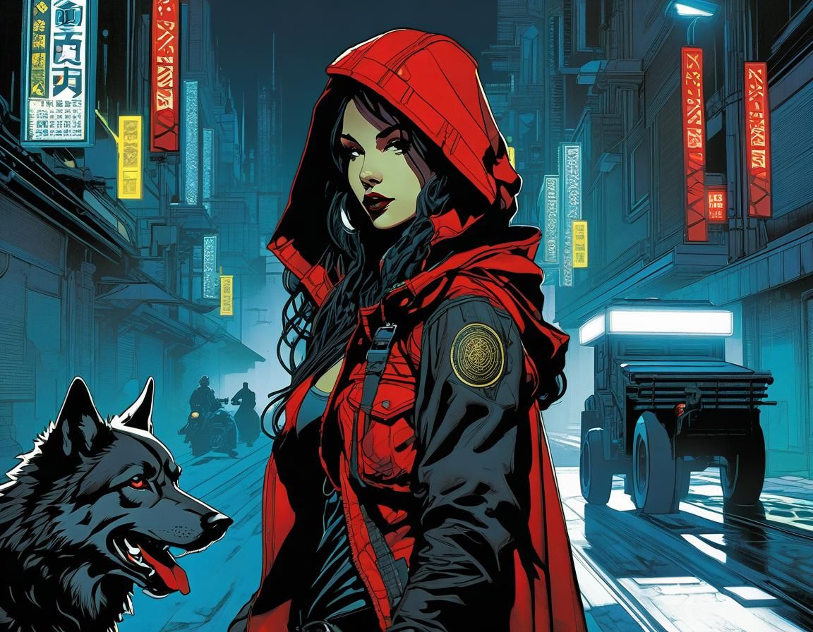Cyberpunk Little Red Riding Hood