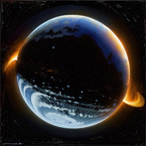 Total Solar Eclipse from Space in Expressionist Style