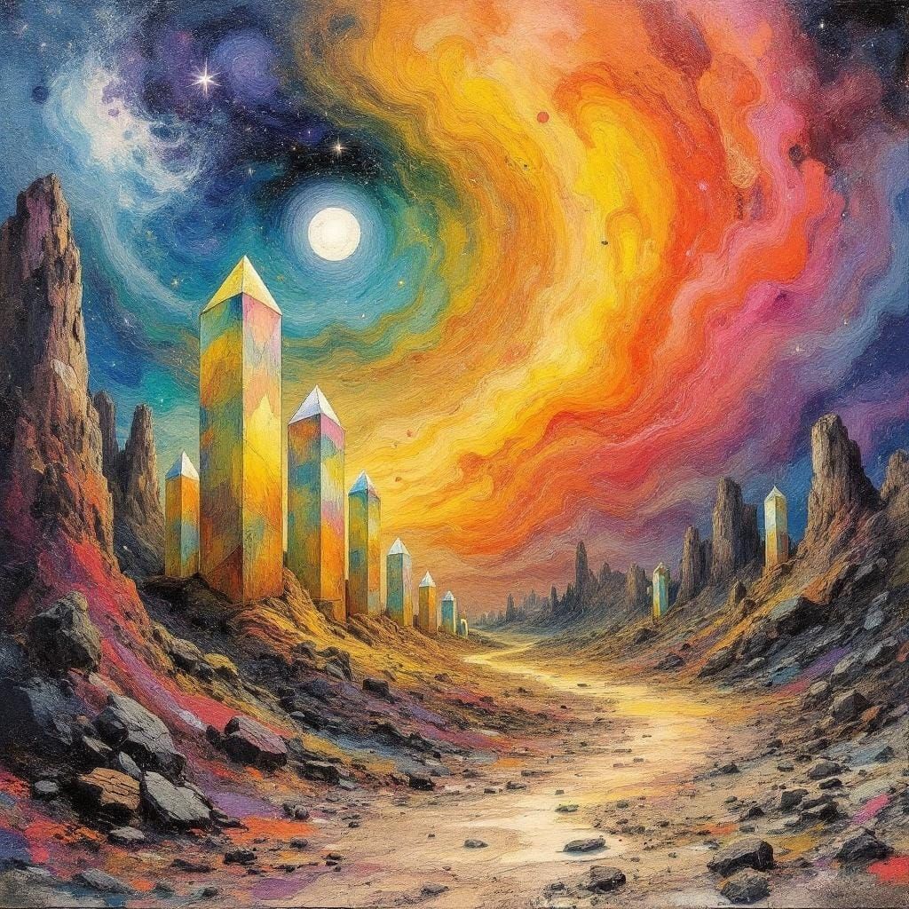 Abstract Crystalline Landscape Art