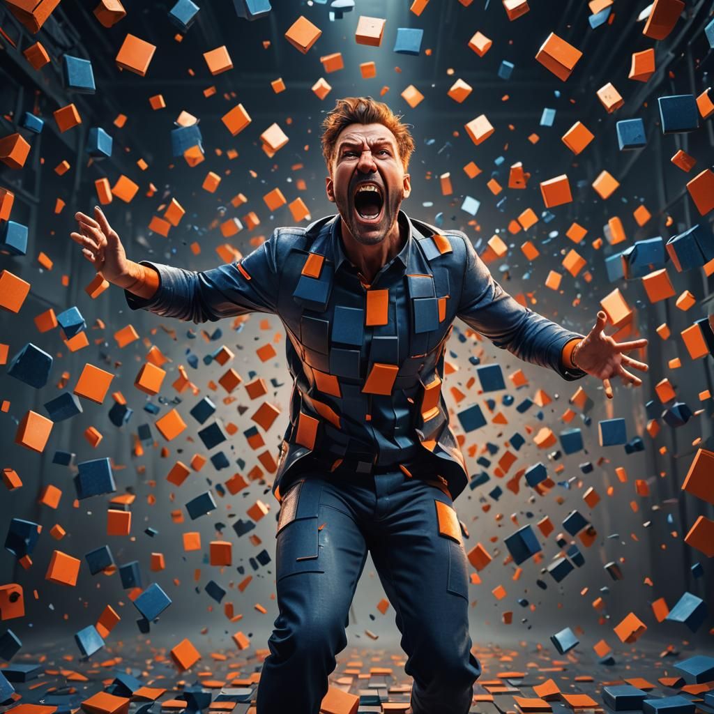 Screaming Man: Geometric Fantasy Concept Art