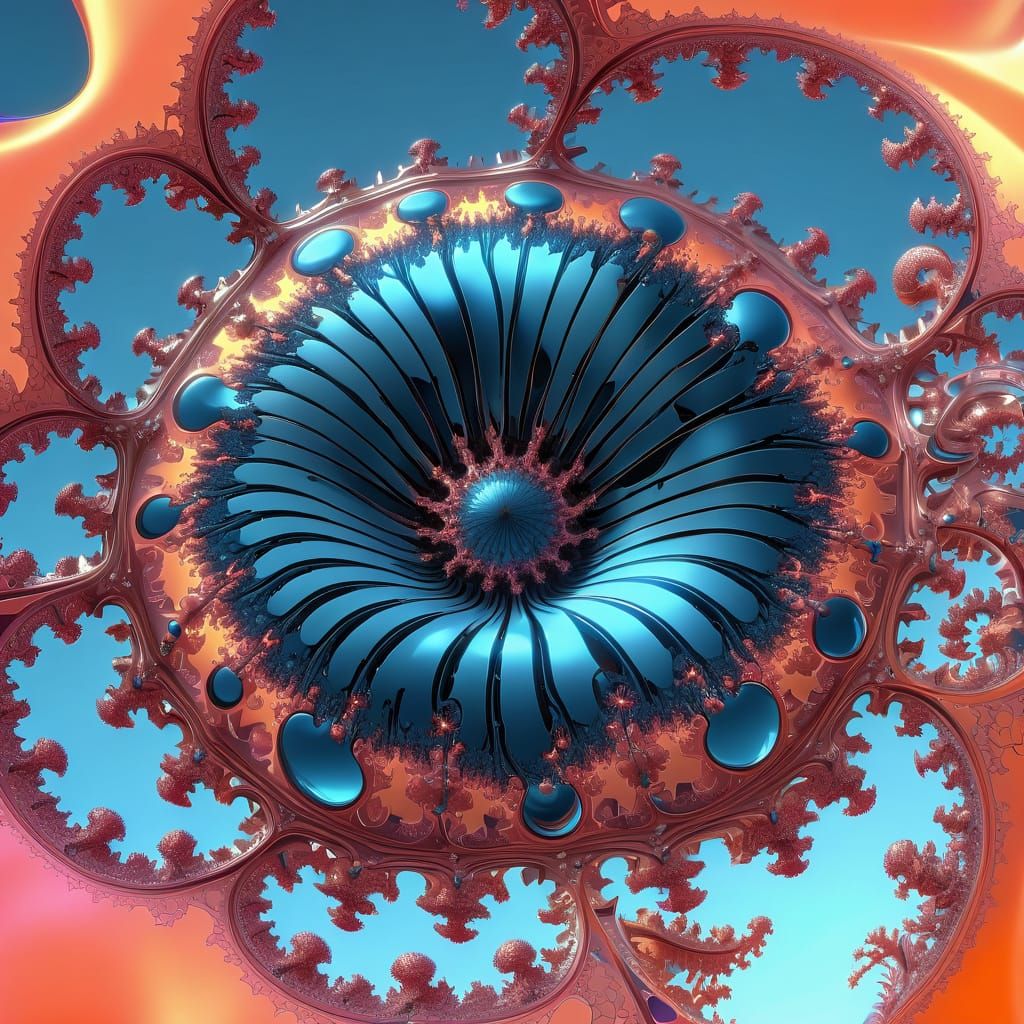 Abstract 3D Fractal Organic Form with Swirling Protrusions