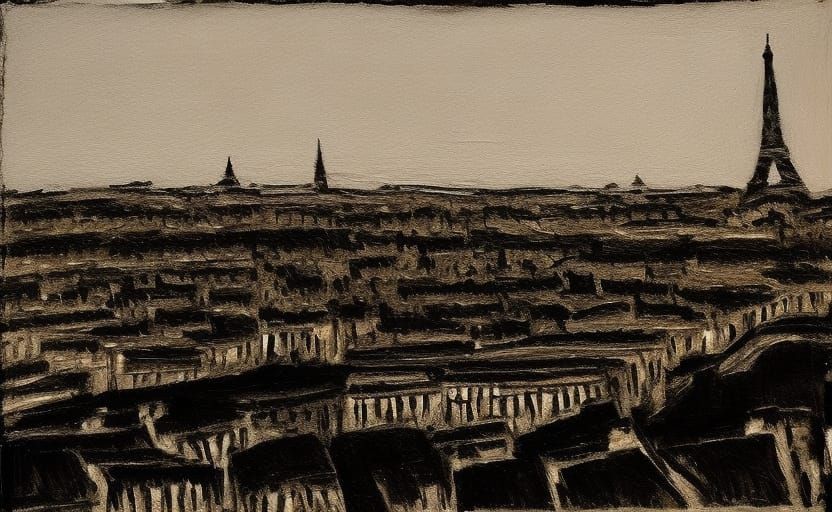 Paris Cityscape in Chiaroscuro