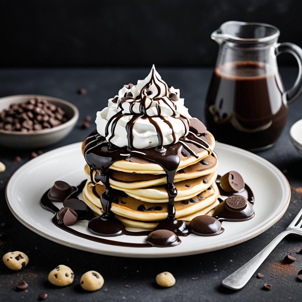 Chocolate Chip Pancakes Food Photography