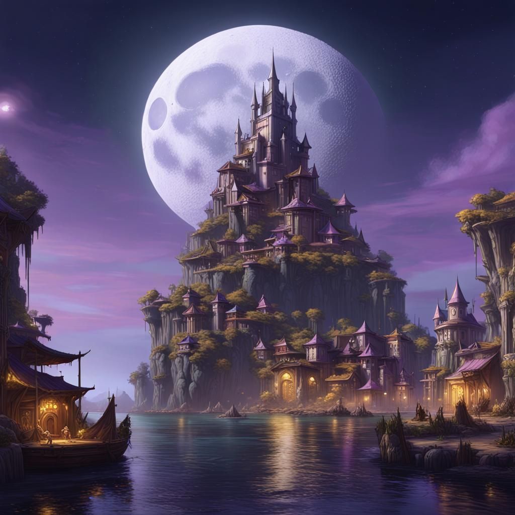 Moon Elf City: Dark Fantasy Concept Art