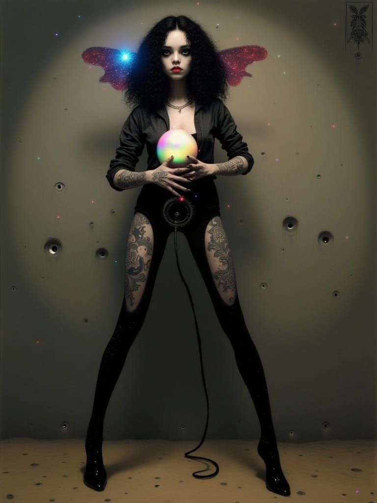Goth Punk Rock Girl in Dark Fantasy Style