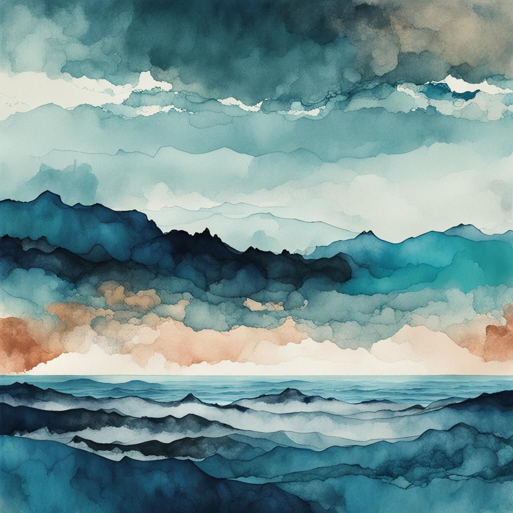 Minimalist Seascape in Abstract Expressionist Style