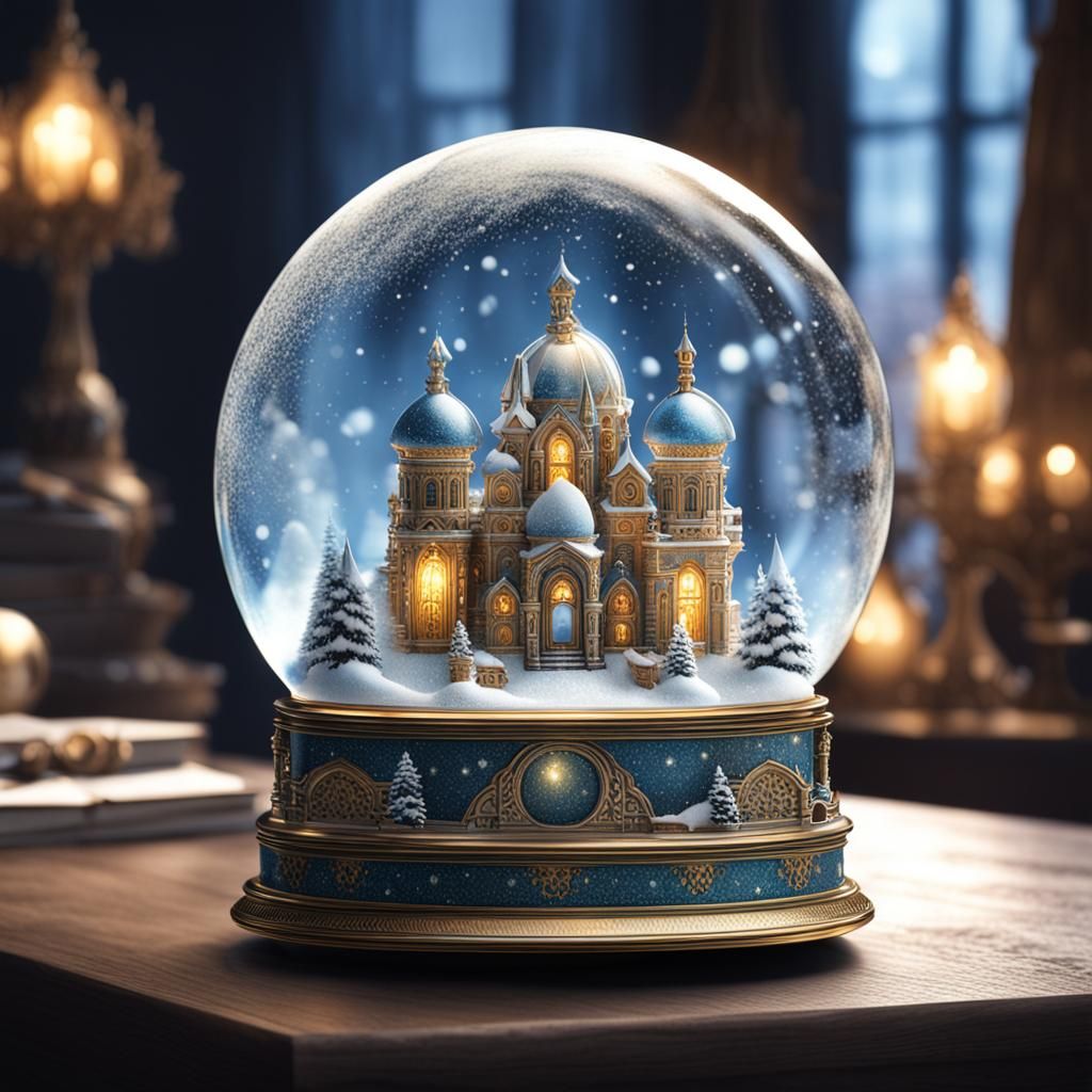 Fantastical Snow Globe with Gothic Architecture