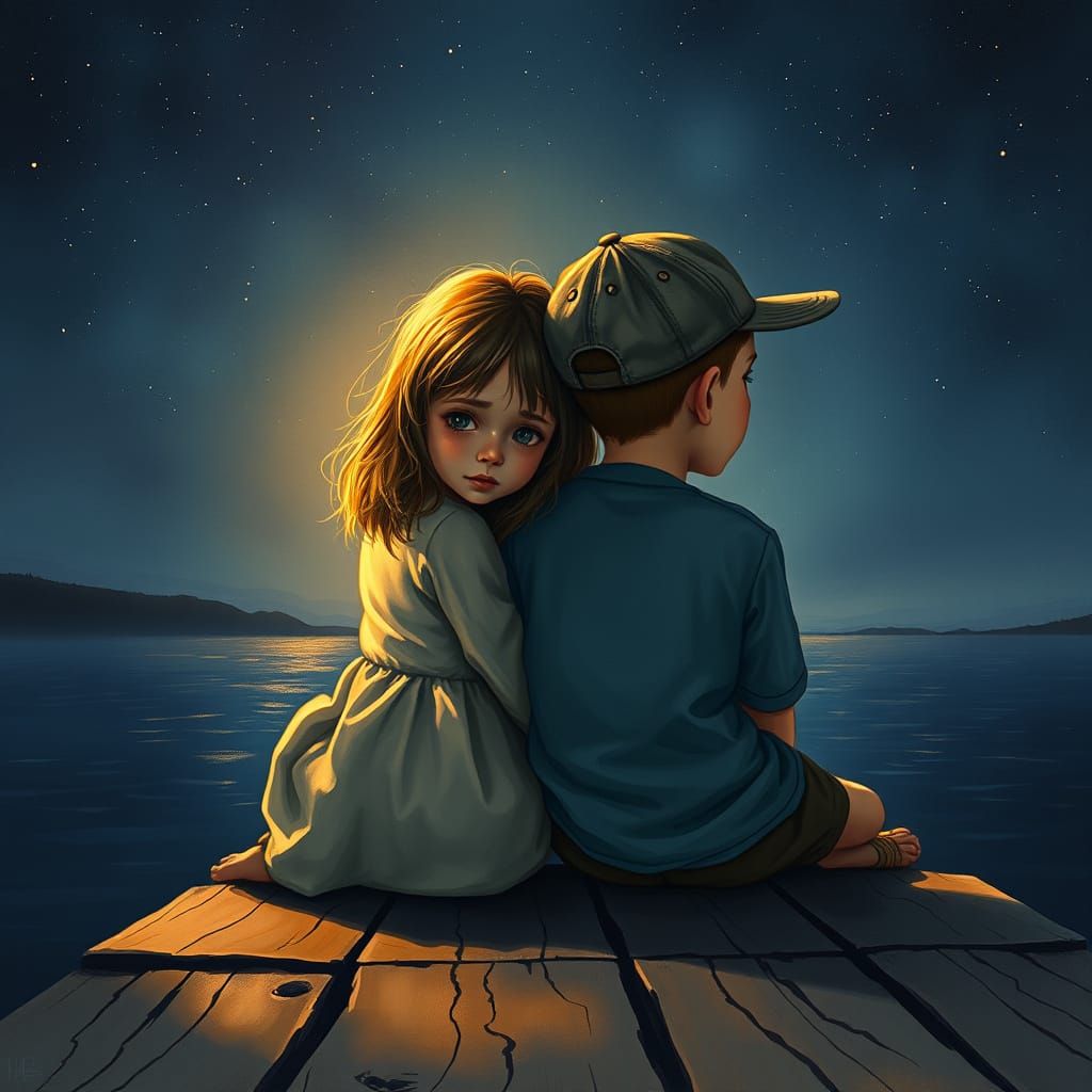 Tender Moment Under Starry Night Sky