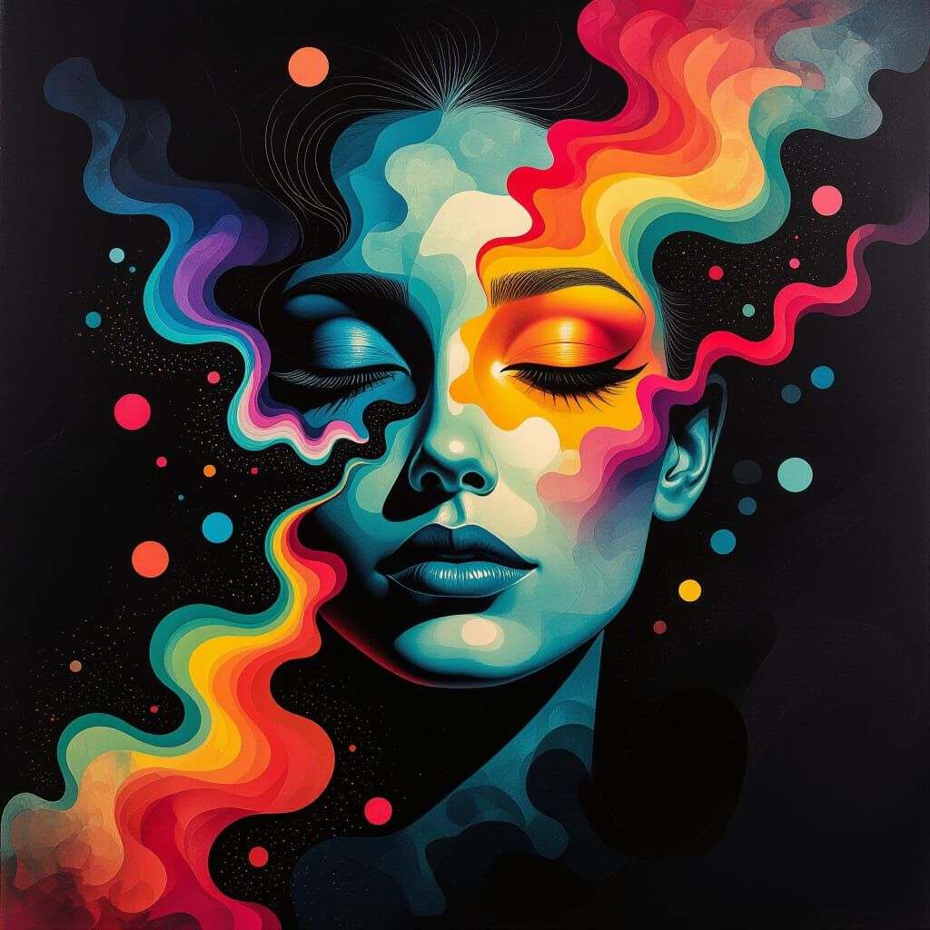 Surreal Alien Portrait in Watercolor Abstraction