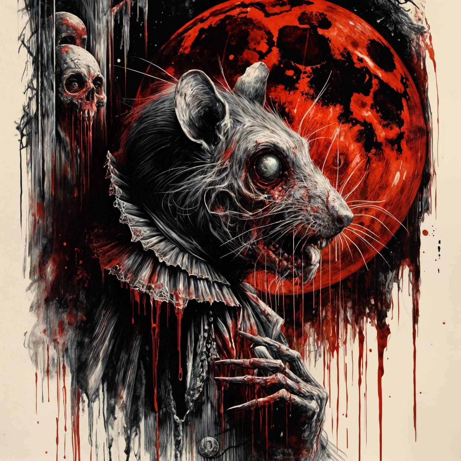 Gothic Zombie Rat in a Haunting, Surreal Horror Portrait