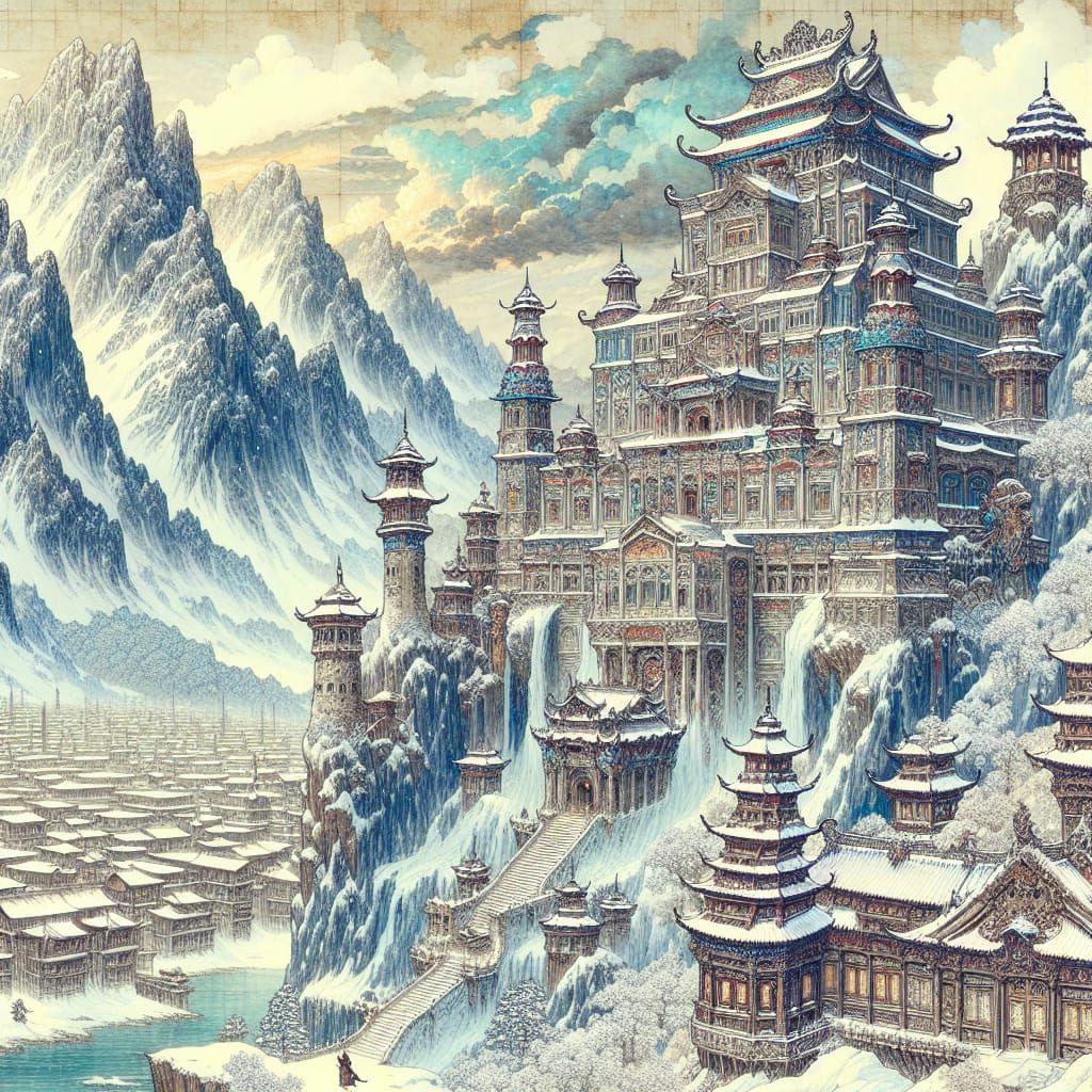 Exquisite Winter Palace in High Fantasy World