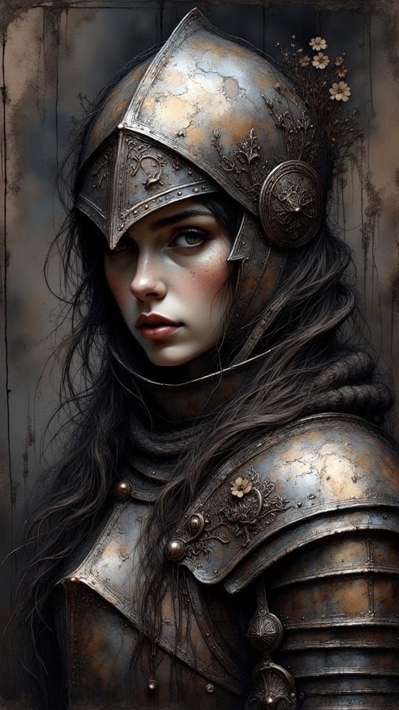 Dark Medieval Warrior in Blackwork Style