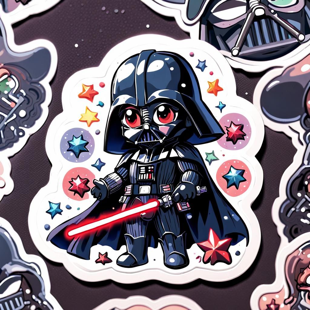 Cute Chibi Darth Vader Sticker in Anime Style