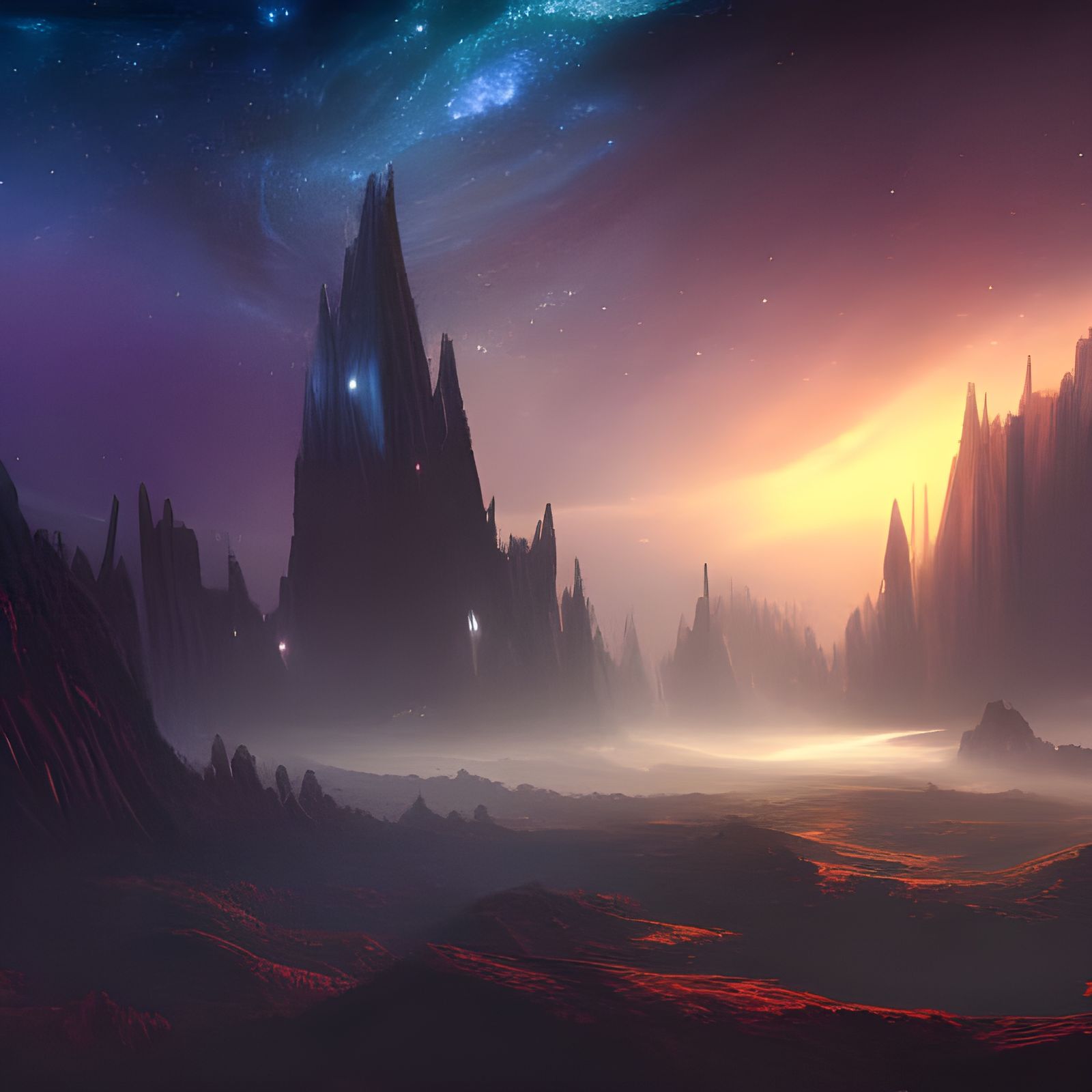 Fantastical Galaxy Night in Detailed Matte Painting