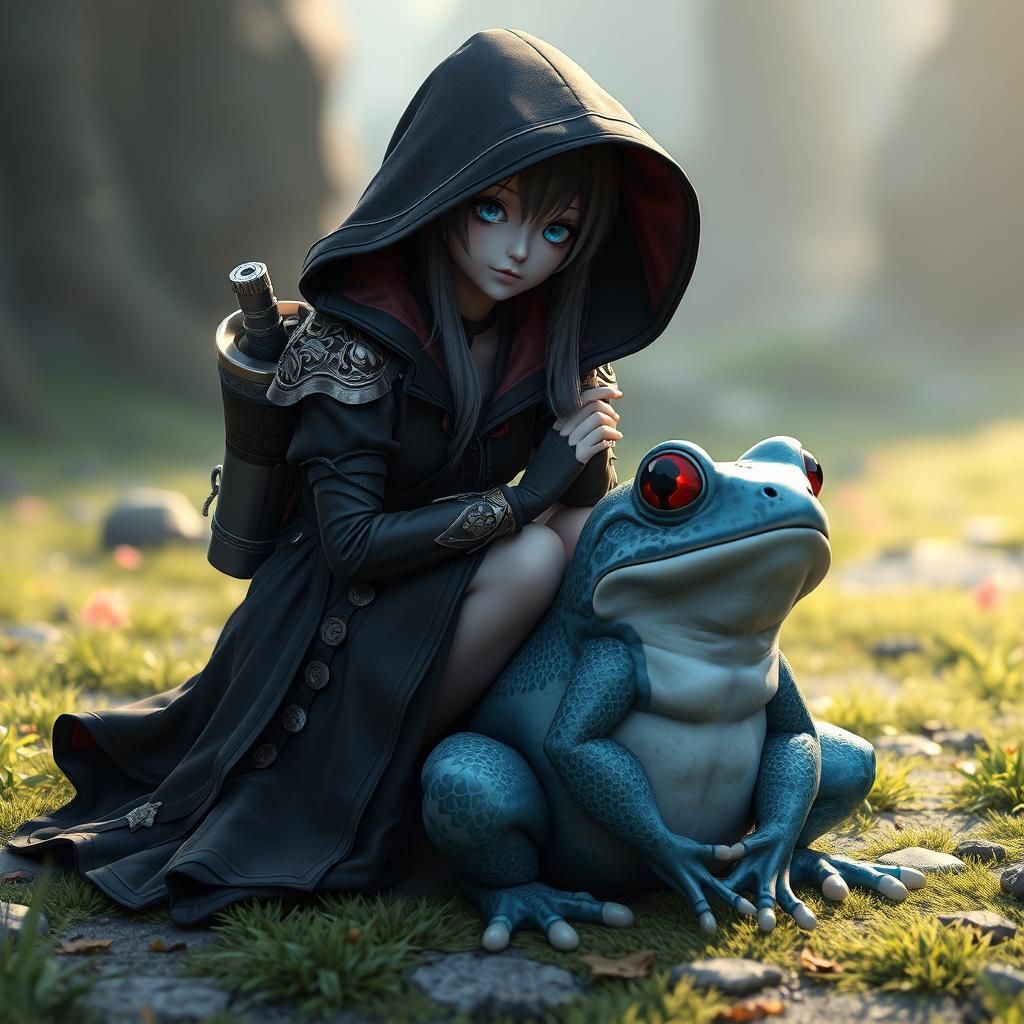 The girl with the frog