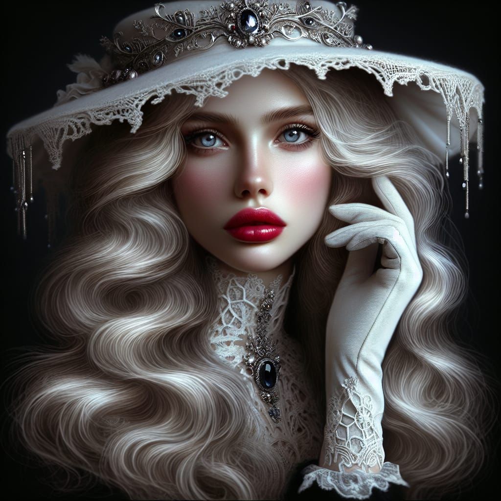 Gothic Vintage Lady in Opulent Headpiece