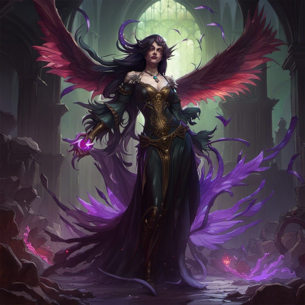 Morgana Dark Fantasy Art in Art Nouveau Style